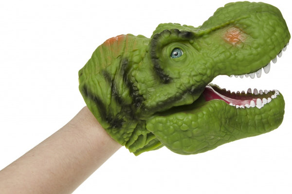 dinosaurus handpop 30 cm groen