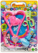 dokterset meisjes 15 x 21 cm roze/blauw/groen 3-delig