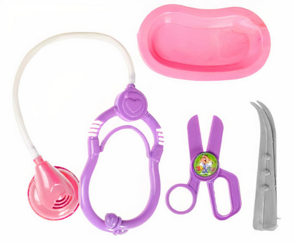 dokterset mini meisjes roze/paars 4-delig