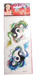drakentattoo Azië 10,5 x 19 cm groen/blauw 2-delig