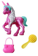 eenhoorn meisjes 12 cm fuchsia/zilver 3-delig