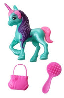 eenhoorn meisjes 12 cm groen/roze 3-delig