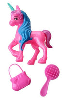 eenhoorn meisjes 12 cm roze/blauw 3-delig
