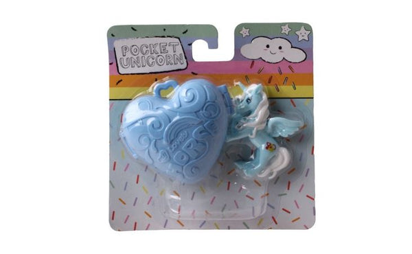 eenhoorn met opbergdoos Pocket Unicorn blauw 2-delig