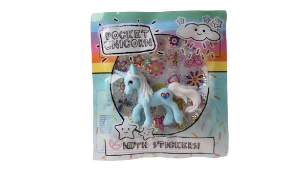 eenhoorn Pocket Unicorn meisjes 7 x 5 cm blauw/hartje