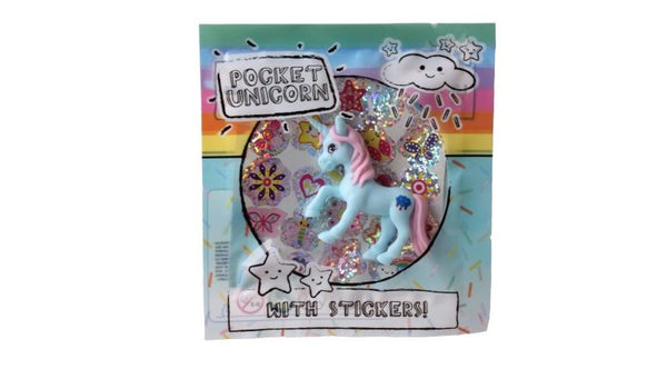 eenhoorn Pocket Unicorn meisjes 7 x 5 cm blauw/wolkje