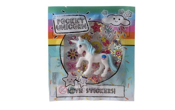 eenhoorn Pocket Unicorn meisjes 7 x 5 cm wit/wolkje