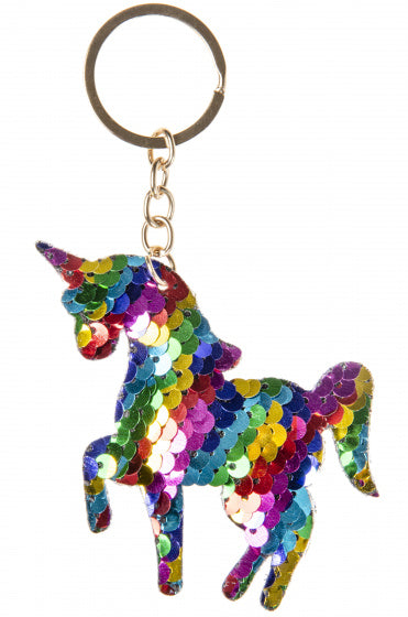 sleutelhanger eenhoorn pailletjes 7 cm regenboog