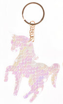 sleutelhanger eenhoorn pailletjes 7 cm wit