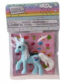 eenhoorn Pocket Unicorn meisjes 7 cm blauw/hartje 2-delig
