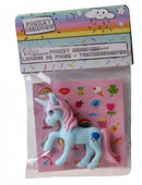 eenhoorn Pocket Unicorn meisjes 7 cm blauw/wolkje 2-delig