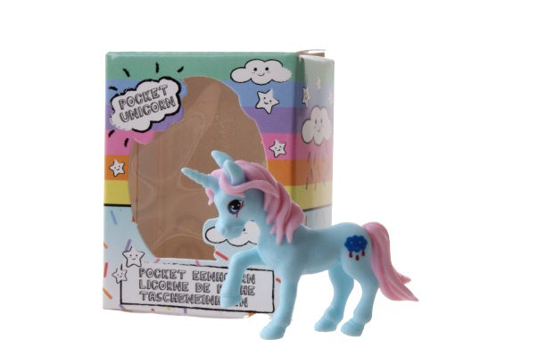 eenhoorn Pocket Unicorn meisjes 7 cm blauw/wolkje
