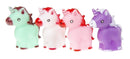 eenhoorns meisjes 6 x 5 cm roze/paars/groen 4-delig