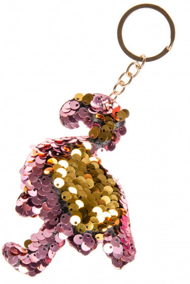 sleutelhanger flamingo pailletjes 10 cm roze