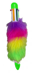 Fluffy balpen groen met 6 kleuren inkt