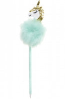Fluffy balpen met eenhoorn groen 28,5 cm