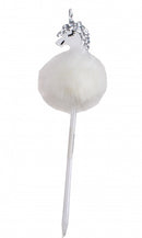 Fluffy balpen met eenhoorn wit 28,5 cm