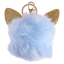 fluffy sleutelhanger met kattenoren blauw 8 cm