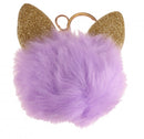 fluffy sleutelhanger met kattenoren paars 8 cm