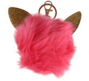 fluffy sleutelhanger met kattenoren roze 8 cm