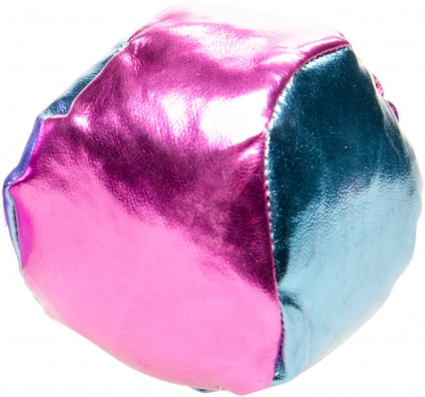 jongleerbal metallic 4 cm kunstleer roze/blauw