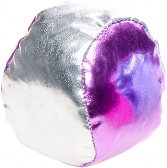 jongleerbal metallic 4 cm kunstleer roze/zilver