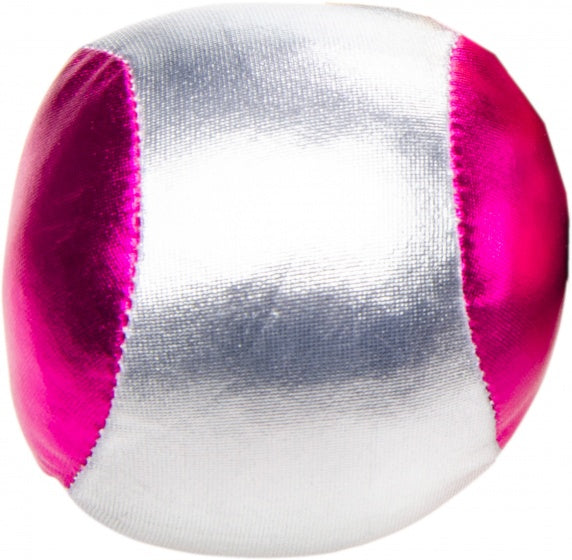 bal voor blikgooien metallic 4 cm zilver/roze per stuk