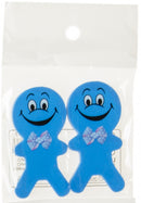 gum poppetjes junior 6 cm rubber blauw 2 stuks