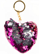 sleutelhanger hartje pailletjes 10 cm fuchsia