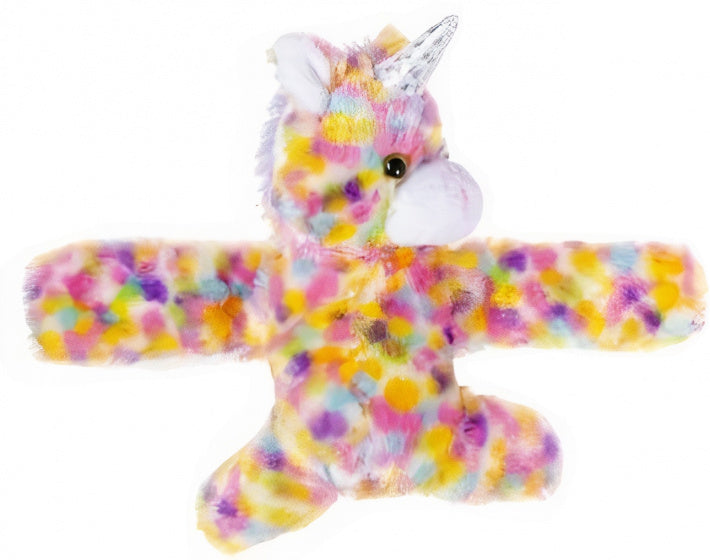 klaparmband Eenhoorn meisjes 15 cm pluche geel/roze