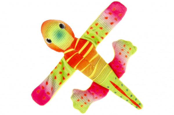 klaparmband Hagedis junior 15 cm pluche rood/groen