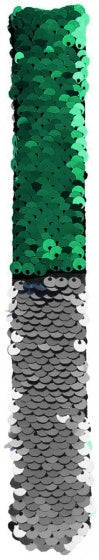 klaparmband pailletten groen/zilver 21 x 3 cm