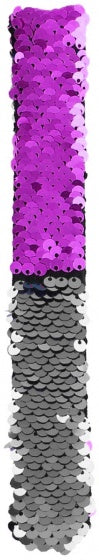 klaparmband pailletten zilver/paars 21 cm