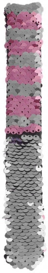 klaparmband pailletten zilver/roze 21 cm