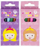 kleurpotloden Prinses 9 cm hout 6 stuks