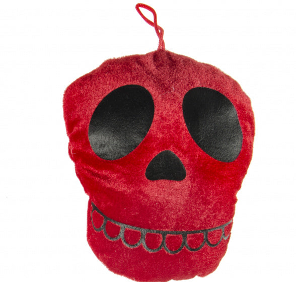 knuffel doodskop 17 x 14 cm pluche rood