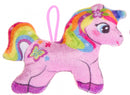 knuffeleenhoorn regenboog roze 12 cm