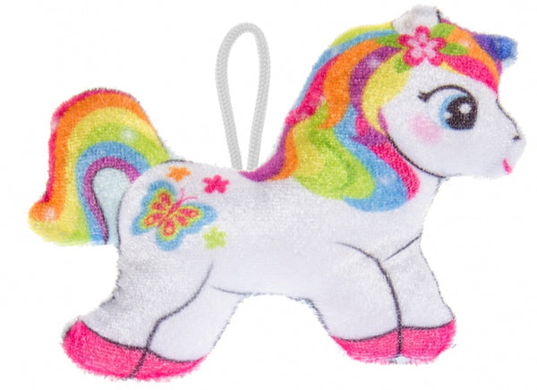 knuffeleenhoorn regenboog wit 12 cm