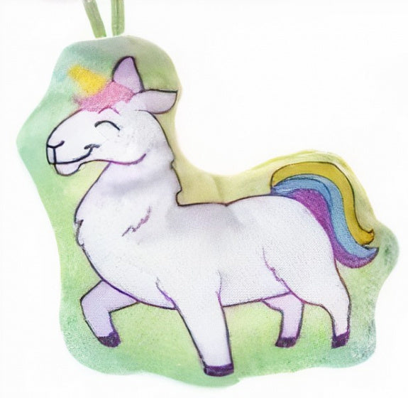 knuffelhanger eenhoorn junior 6 x 13 cm pluche groen/wit