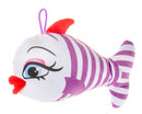 knuffelvis met lus 24 cm paars