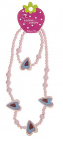 Kralenketting met armband roze 23,5 cm