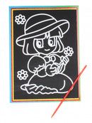 kraskaart bloemenmeisje 9 x 13 cm zwart 2-delig