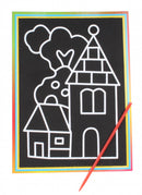 kraskaart dorp 9 x 13 cm papier zwart 2-delig