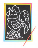 kraskaart haan 9 x 13 cm papier zwart 2-delig