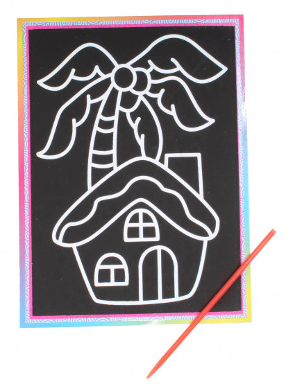 kraskaart huisje junior 9 x 13 cm zwart 2-delig