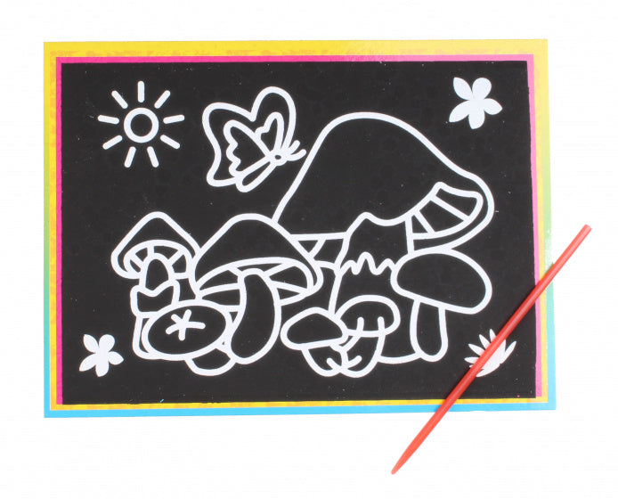kraskaart paddestoel junior 9 x 13 cm zwart 2-delig