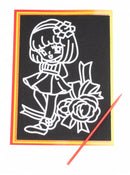 kraskaart rozenmeisje 9 x 13 cm zwart 2-delig