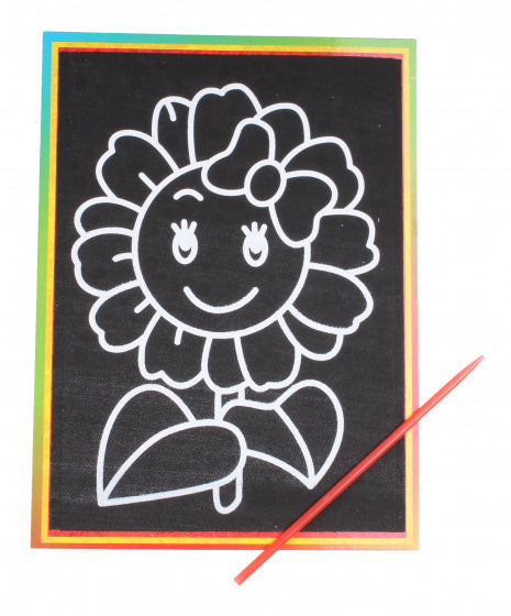 kraskaart zonnebloem 9 x 13 cm zwart 2-delig