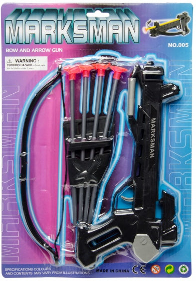 kruisboog met 4 pijlen 28 cm zwart/grijs