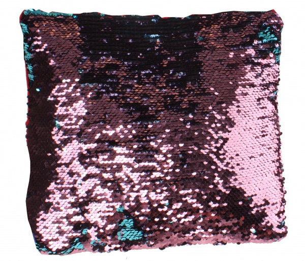 paillettenkussen junior 29 x 29 cm rood-blauw-roze